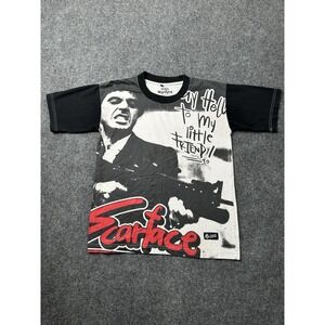 Mens Graphic Scarface Tony Montana Black White T Shirt, Size S